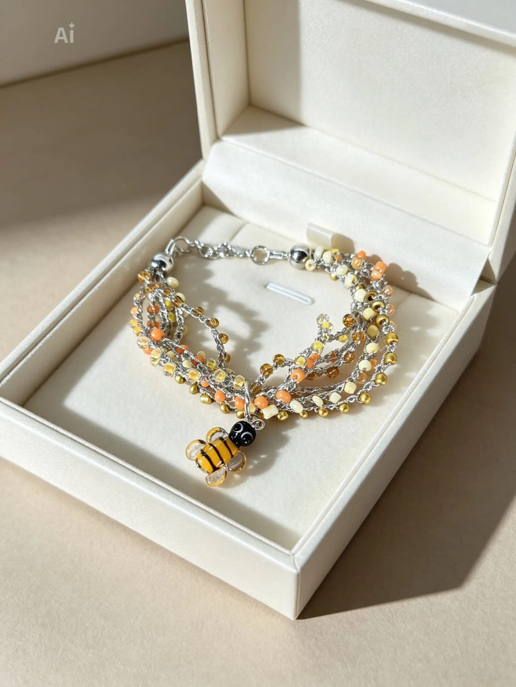 Bracciale Fili Intrecciati - Rosso con charm cuore in scatola
