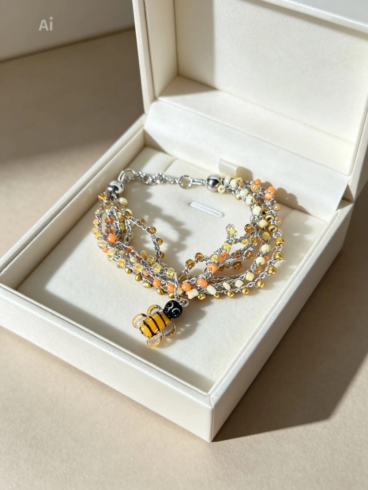 Bracciale Fili Intrecciati - Rosso con charm cuore in scatola