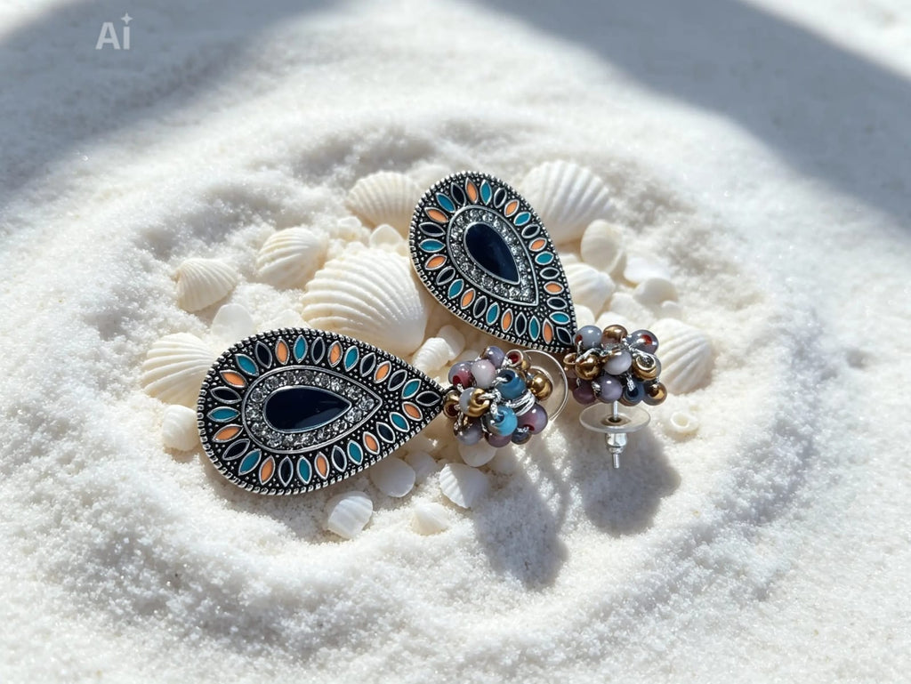 Orecchini Mandala Boho Multicolor - sulla sabbia bianca